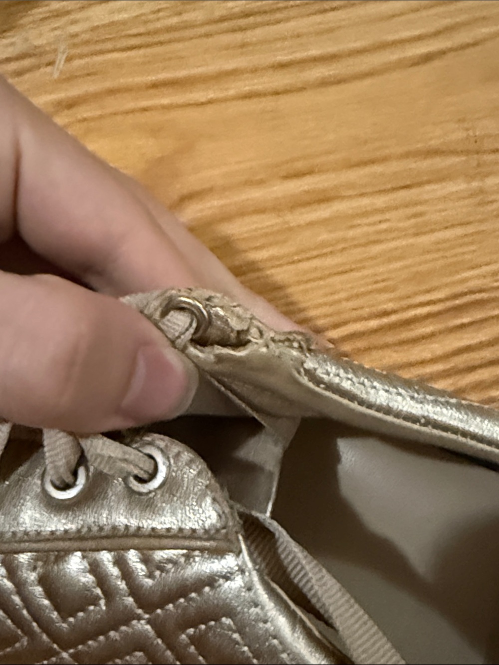 Tory Burch Quilted Metallic Gold Low-Top Sneakers - Picture 6 of 9